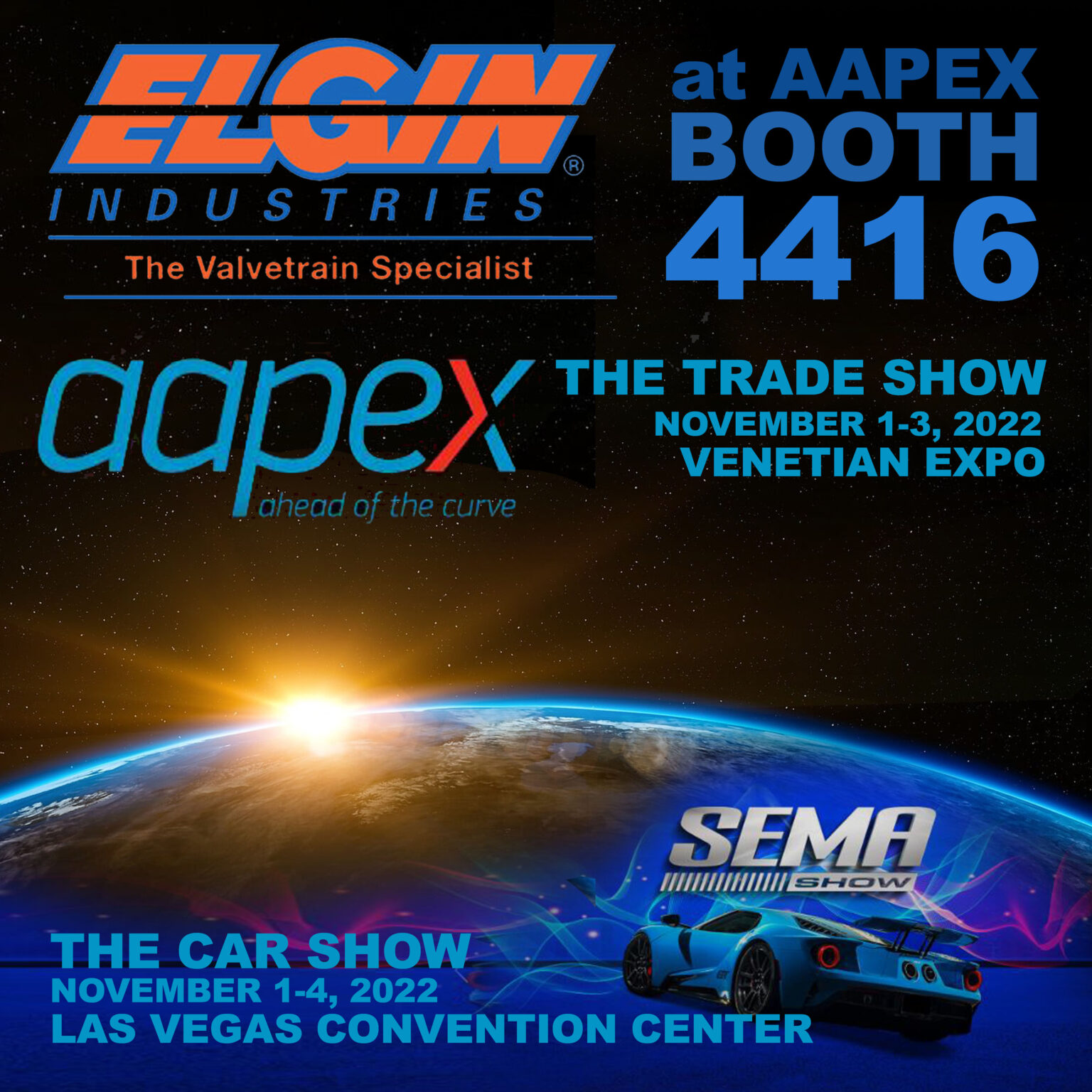 2022 AAPEX Trade Show Vegas, Nov 13 Elgin Industries Engine and
